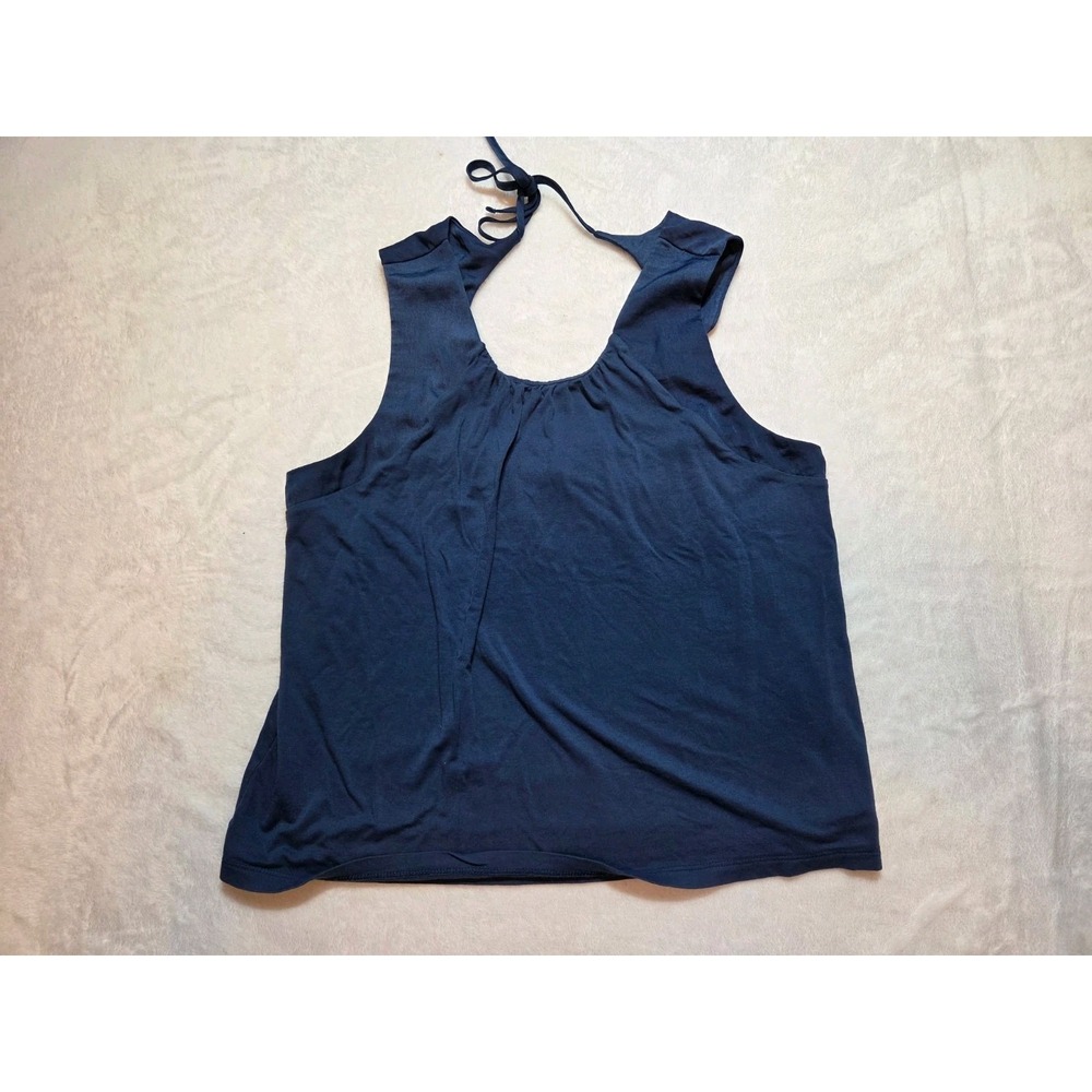 246 Banana Republic Navy Sleeveless Halter Tie Back Blouse Top Women's Small...